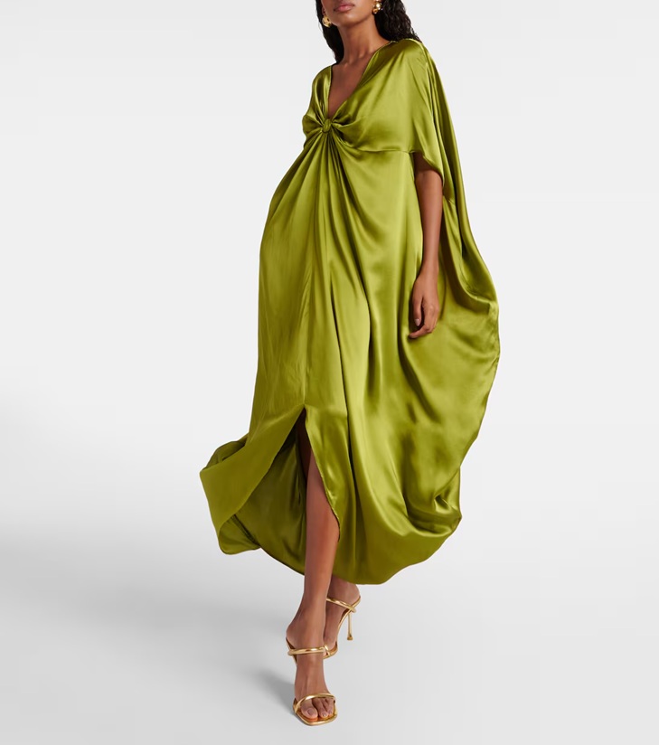 Taller Marmo Azores Gathered Silk Satin Kaftan