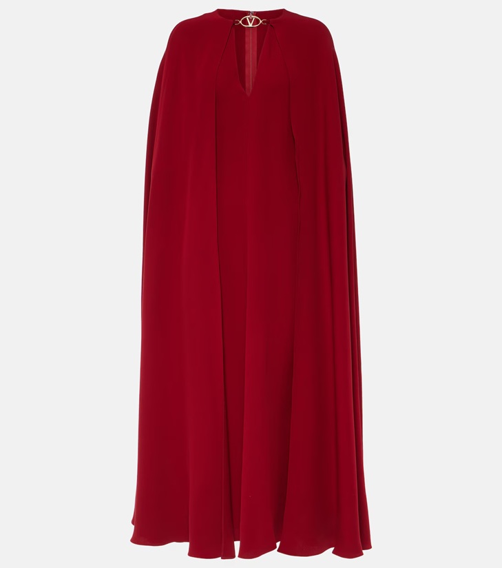 Valentino Cady Couture Caped Silk Gown