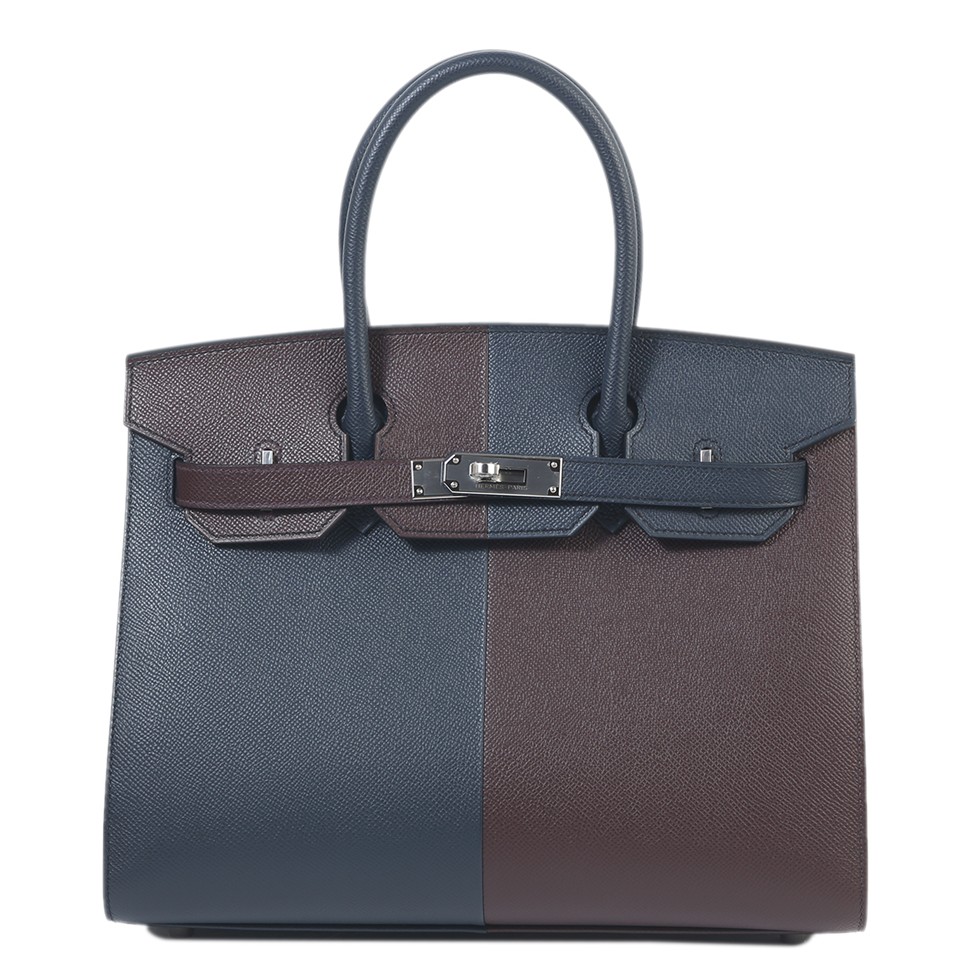حقيبة Birkin 30 Sellier in Blue Indigo and Rouge Sellier with Palladium hardware