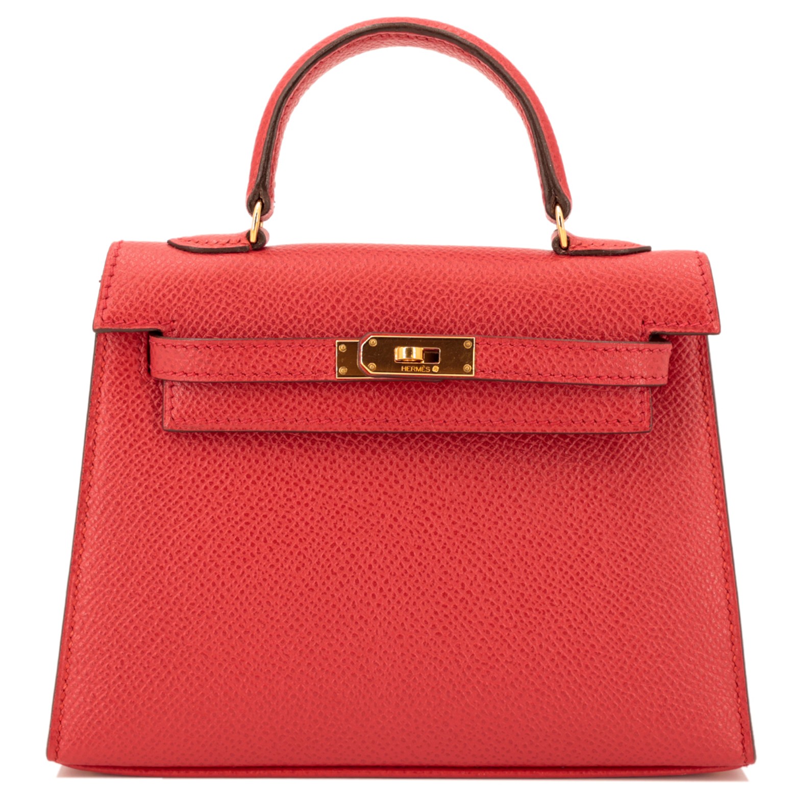 حقيبة Micro kelly 15 Sellier in Rouge Vif Courchevel with Gold hardware 