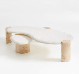 The Athena Sassolino nesting side tables layer eco-friendly craftsmanship with playful geometry.
