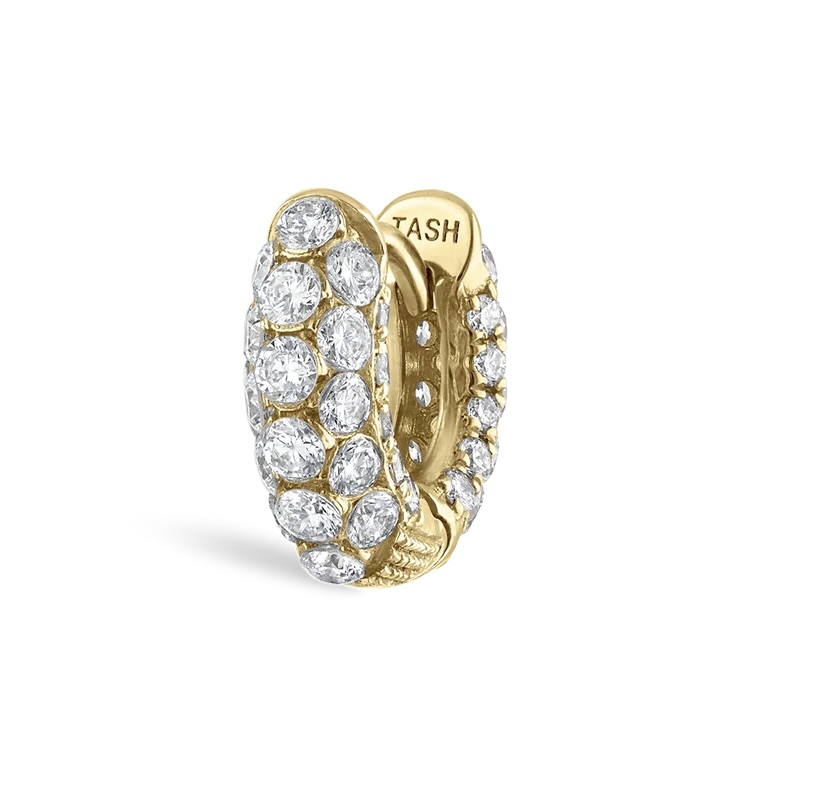 MARIA TASH Three Row Invisible Set Pavé Hoop